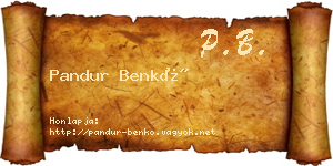 Pandur Benkő névjegykártya
